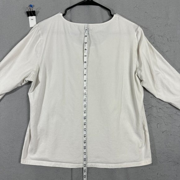 Claudia EV Womens Pullover Top Short Sleeve Blouse Round Neck White Plus Size 1X - Picture 9 of 10